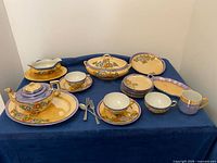 Full set displayed upright showing color, pattern and piece variety