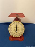 Front view showing dial, pointer and brand details