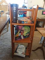 Front view of bookcase fully loaded with books