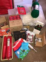 Overall lot showing LEDs, candles, yarn, fiber fill, beads, fabric