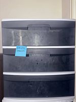 Front view showing three drawers and color scheme