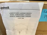 Instruction manual showing Powell Jamestown Landing Bench model #987-369