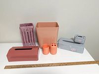 Group shot showing all seven bathroom accessories