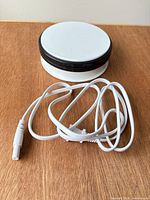 Top view of turntable and coiled power cord