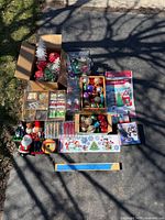 Full lot overview showing all Christmas decorations