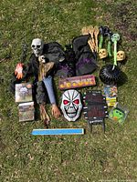 All items laid out on grass for overview
