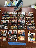 All twelve books laid out on table, full lot overview