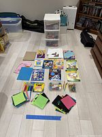 Overall lot layout with storage tower and craft items displayed