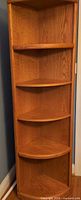 Full view of bookcase showing 5 shelves and overall shape