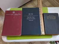 Front covers of all three books with ruler for scale