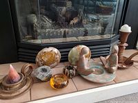 group shot of all decorative items on hearth