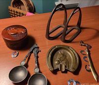 Lot overview showing all seven items on tabletop