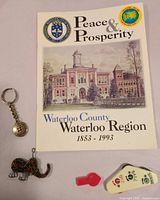 Front cover of book with all accessories laid out