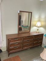 Front view of dresser with mirror