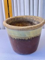 Full view of pot showing color bands and shape