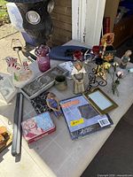 Overall view of assorted décor items on table