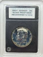 Slab front showing obverse and INB label