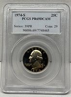 Front of PCGS slab displaying coin and grade PR69DCAM