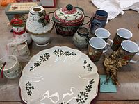 Group shot of all ceramic and metal holiday items