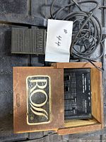 Reverb module in wood case with Yamaha footswitch and cables