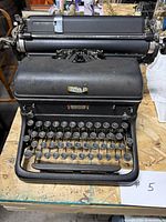 Front view of Royal manual typewriter showing full keyboard and carriage