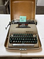 Typewriter in open case, full keyboard view
