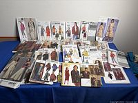 Wide shot of entire lot of pattern envelopes displayed on table