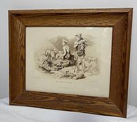 Frontal view of framed engraving showing entire artwork and frame