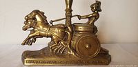 Full view of cast spelter gladiator chariot lamp