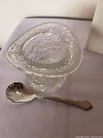 Crystal top hat dish with silver spoon