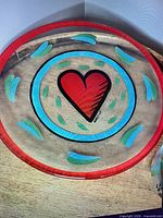 Platter top view showing full heart motif and colours