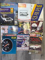 Overview shot of all nine publications laid out