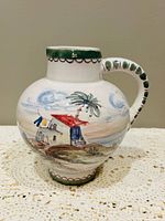 Full view left side of hand-painted Beeck pitcher