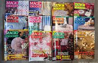 All 12 Magic Crochet magazines laid out in grid showing covers