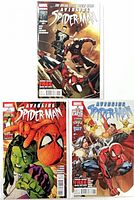 Group shot of all three Avenging Spider-Man issues #6, #7, #8