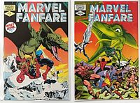 Front covers of Marvel Fanfare #1 and #3 side by side, bagged and boarded