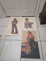 All three posters laid out showing designs and scale