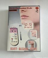Front of box showing product name and facial use illustrations