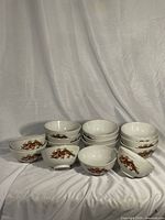 All 14 ceramic bowls stacked and arranged