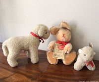 Front view of all three plush animals
