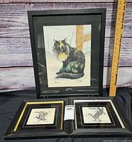 All three framed drawings with ruler for scale