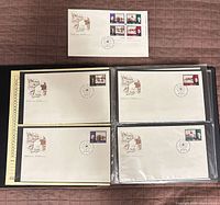 Overview showing five 1989 Canadian FDCs in album page