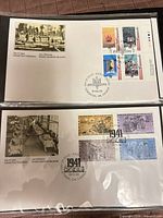 Both first day covers inside sleeve showing overall layout and stamps