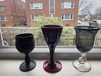 Front view of all three goblets on windowsill