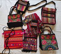 Group shot of all nine textile items on white background