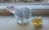 Polar bear and elephant glass figurines front view