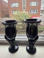 Front view of both goblets showing shape, swirl stems, overall color