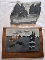 Both etched slate pieces overall view