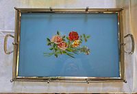 Top view of tray showing floral design and frame