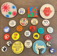 Full set of pins and spinners laid out